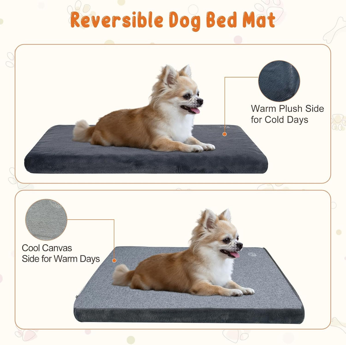 EMPSIGN Dog Bed Mat Crate Pad Mattress, Ultra Soft Pet Kennel, Grey, Small