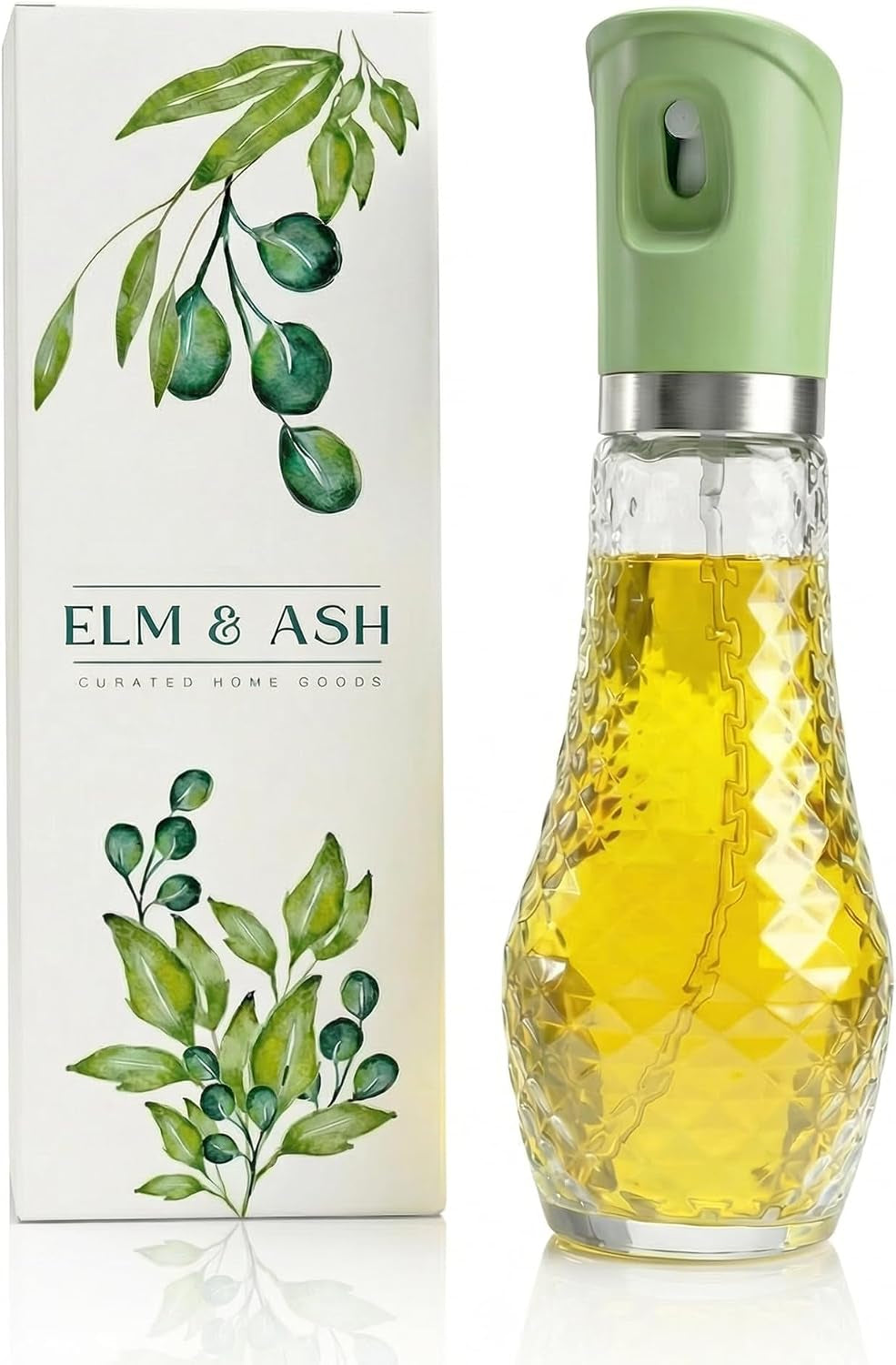 ELM & ASH Glass Olive Oil Sprayer for Cooking, 260Ml Fine Mist Spray Bottle for Air Fryer, Salad, Vinegar & BBQ
