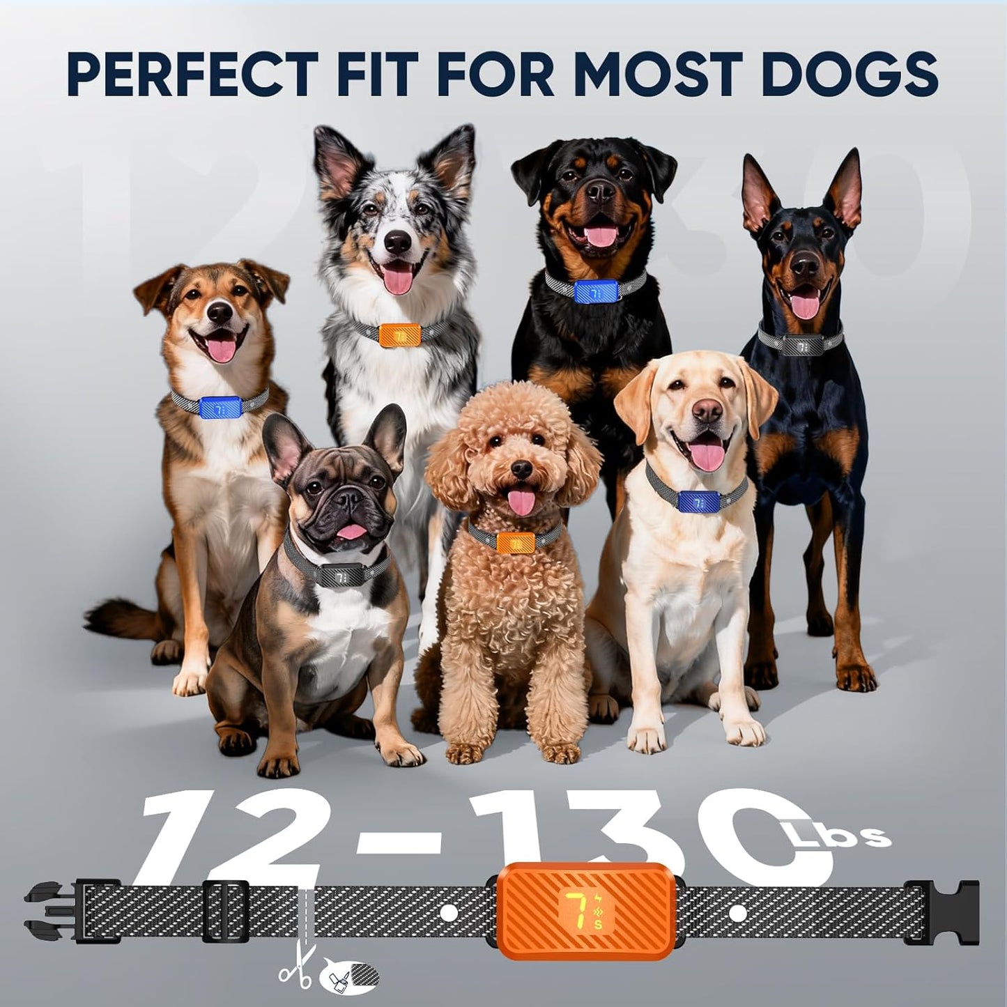 Dog Bark Collar for Large Medium Small Dogs, Effective No-Bark Collar, Smart Barking Collar, Rechargeable Bark Collar with 7 Sensitivity, 3 Modes, Waterproof,Neon Orange