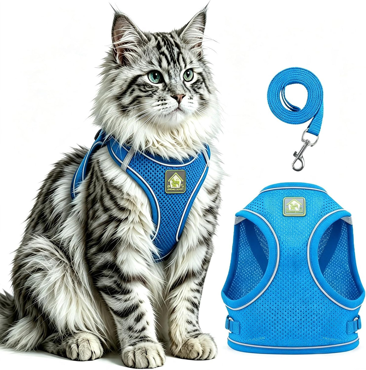 Cat Harness and Leash, Adjustable Cat Vest Harnesses (Blue-Xl)