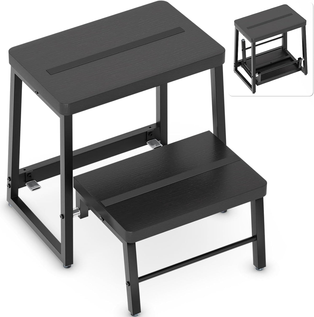 2 Step Stool Foldable for Adults 500Lb Heavy Duty Folding Step Ladder