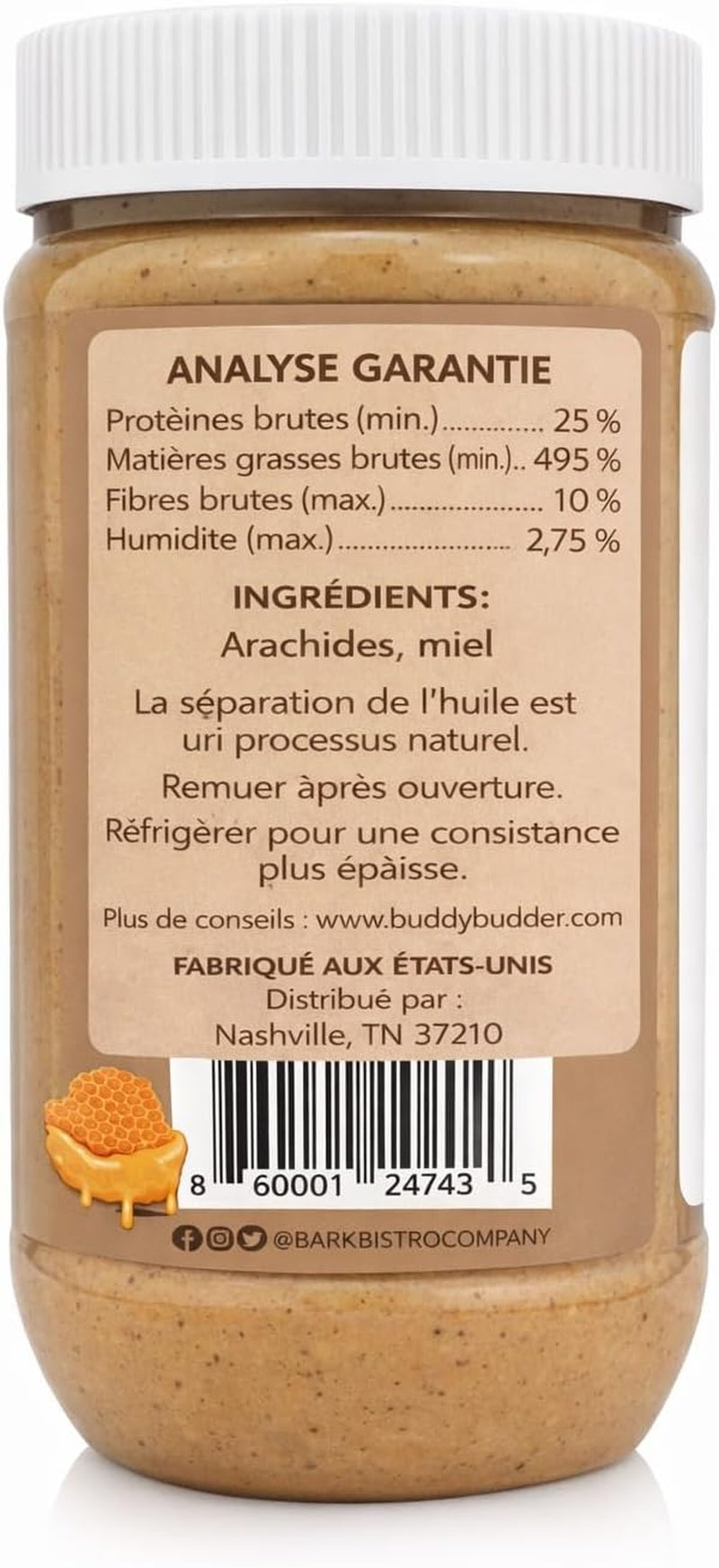 BUDDY BUDDER, Ruff Ruff Raw, Natural Dog Peanut Butter, Dog Treatmade in USA, (17 Oz Jars)