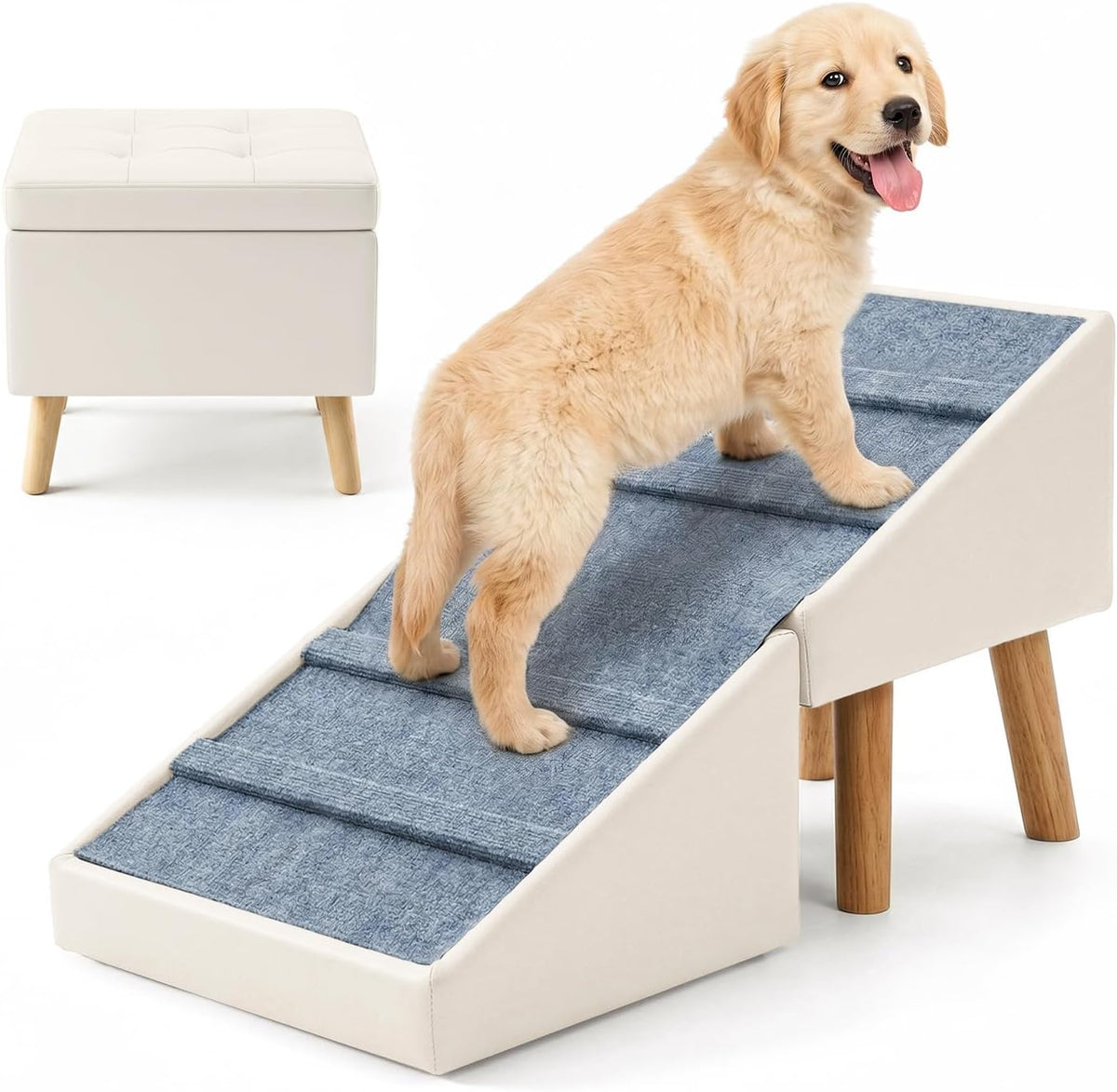 Dog Ramp for Couch, 3-In-1 Ottoman & Pet Stairs for Small Dogs