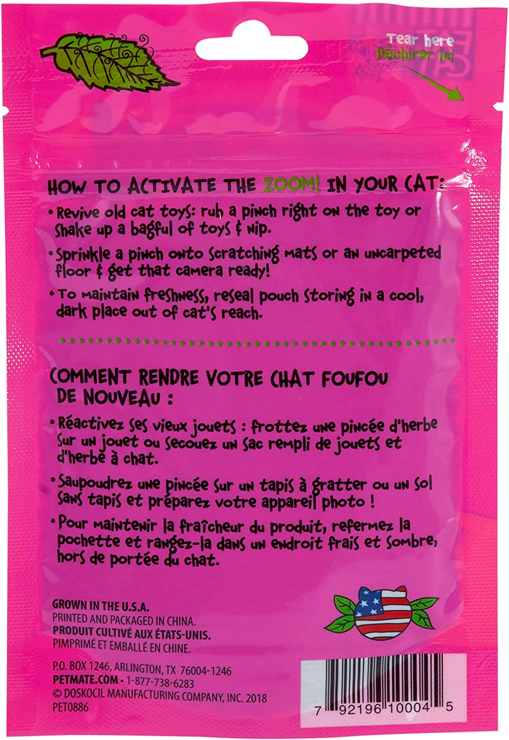 Petmate Organic Catnip - Hoots Zoom around the Room Catnip - Grown & Harvested in USA 0.5Oz Pouch