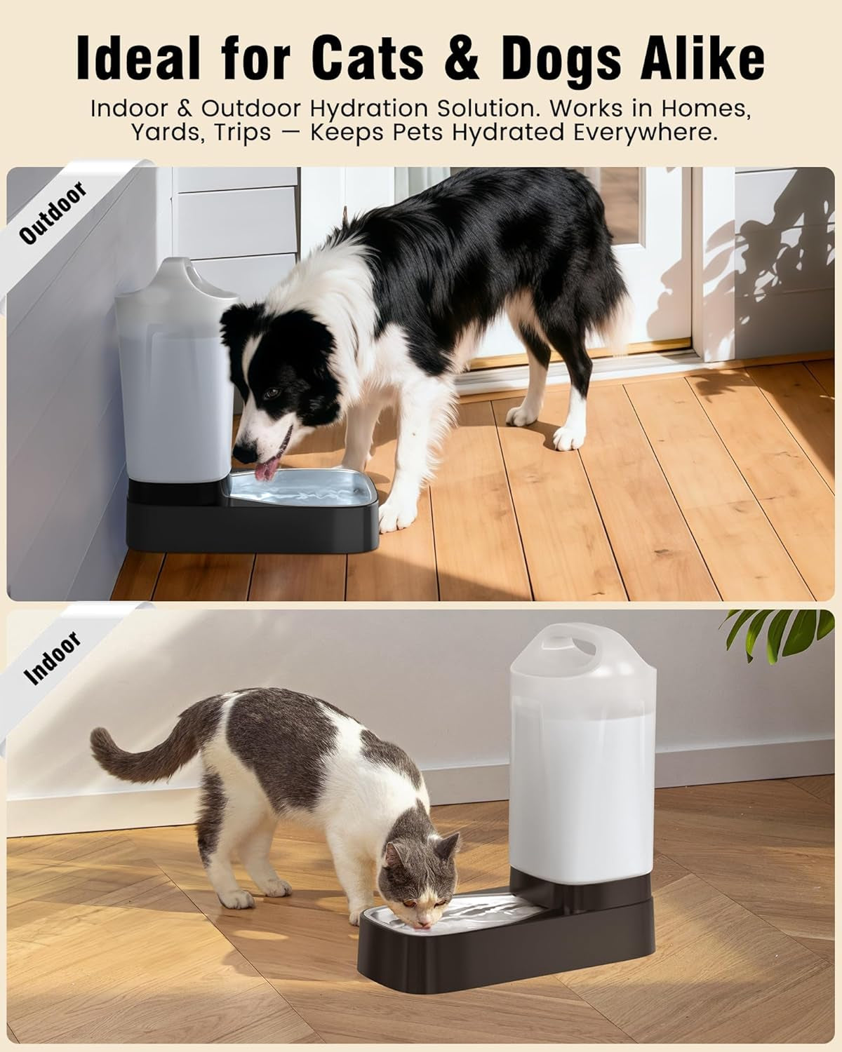 Automatic Dog Water Bowl Dispenser - 2.4 Gallon Stainless Steel Gravity Pet Water Feeder with Ergonomic Handle Design anti Splash Drinking Bowl without Filter Easy to Clean Multi Pet Use