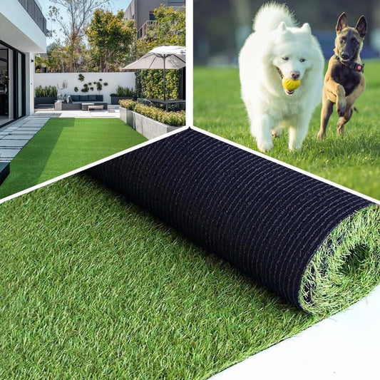 Realistic Artificial Grass Turf Mat 4 Ft X 10 Ft, 0.8” Pile Height Synthetic Fake Green Lawn Rug with Drainage Holes, Pet Dog Turf for Indoor Outdoor Patio Garden Balcony, Custom