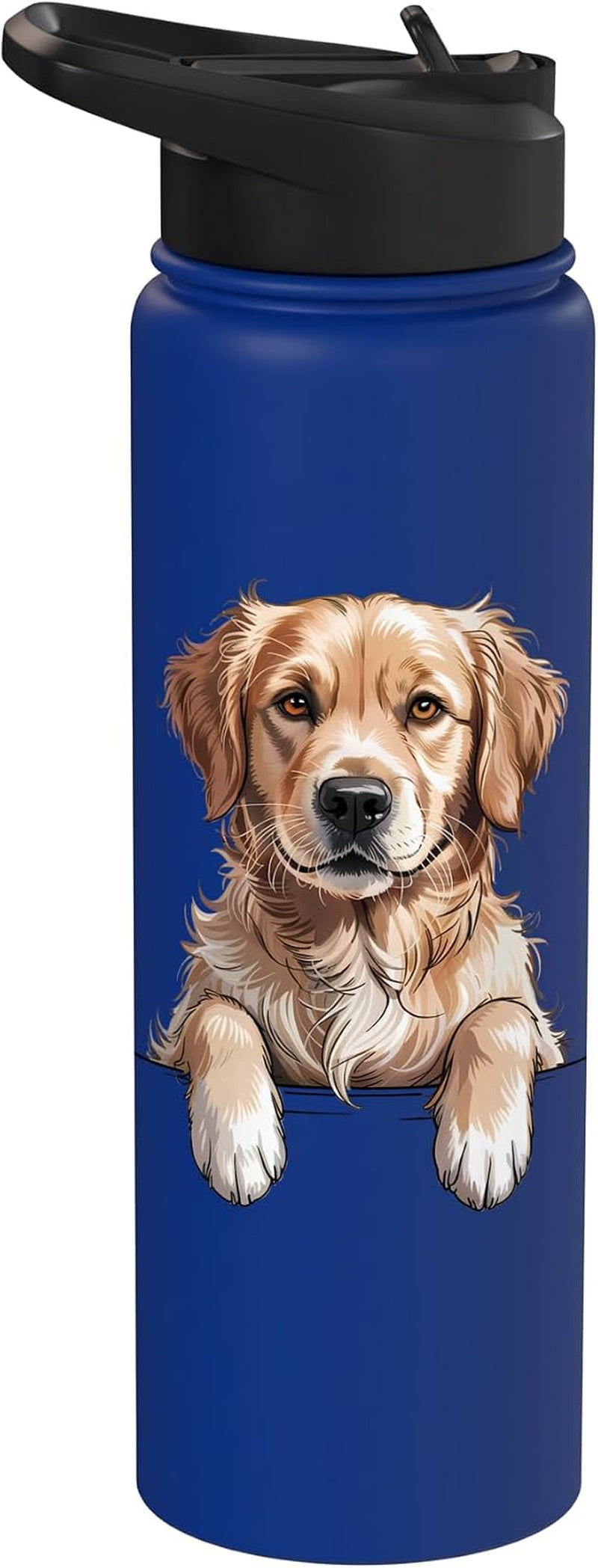 Golden Retriever Funny Peeking Pocket Puppy Dog Lover Stainless Steel Insulated Water Bottle