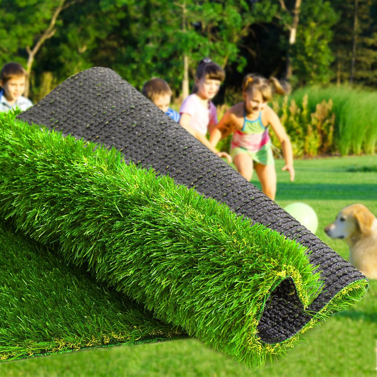 Weidear Artificial Grass Thick Turf 4 Ft X 6 Ft,1.38" Artificial Synthetic Fake Grass Rug, Indoor/Outdoor Realistic Turf Grass Lawn Mat for Dogs Pets, Patio, Landscape, Garden, Custom Size