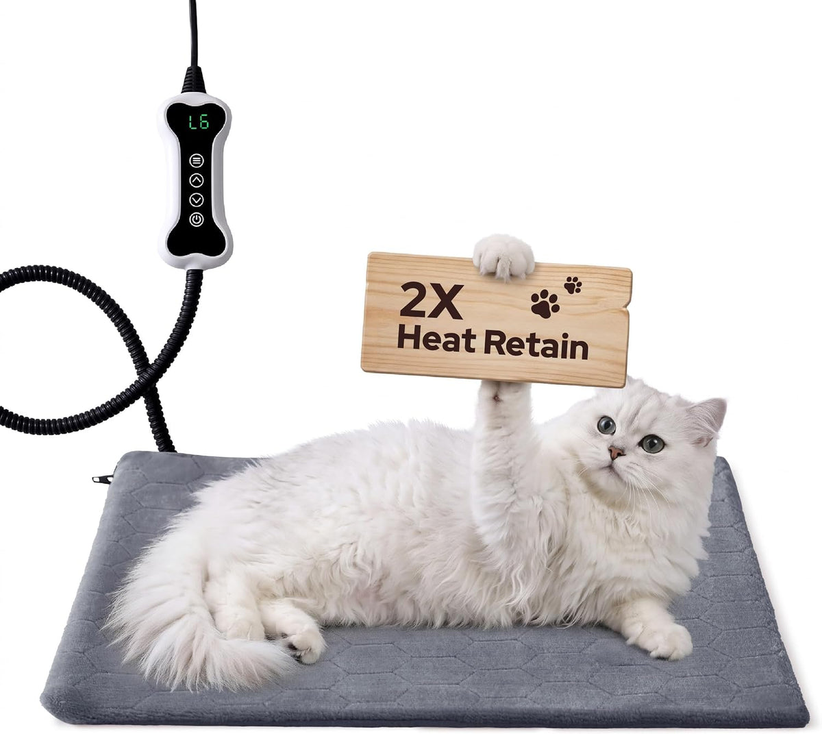 Bedsure Cat Heating Pad Indoor, Heated Cat Bed with Timer,2X Heat Retain