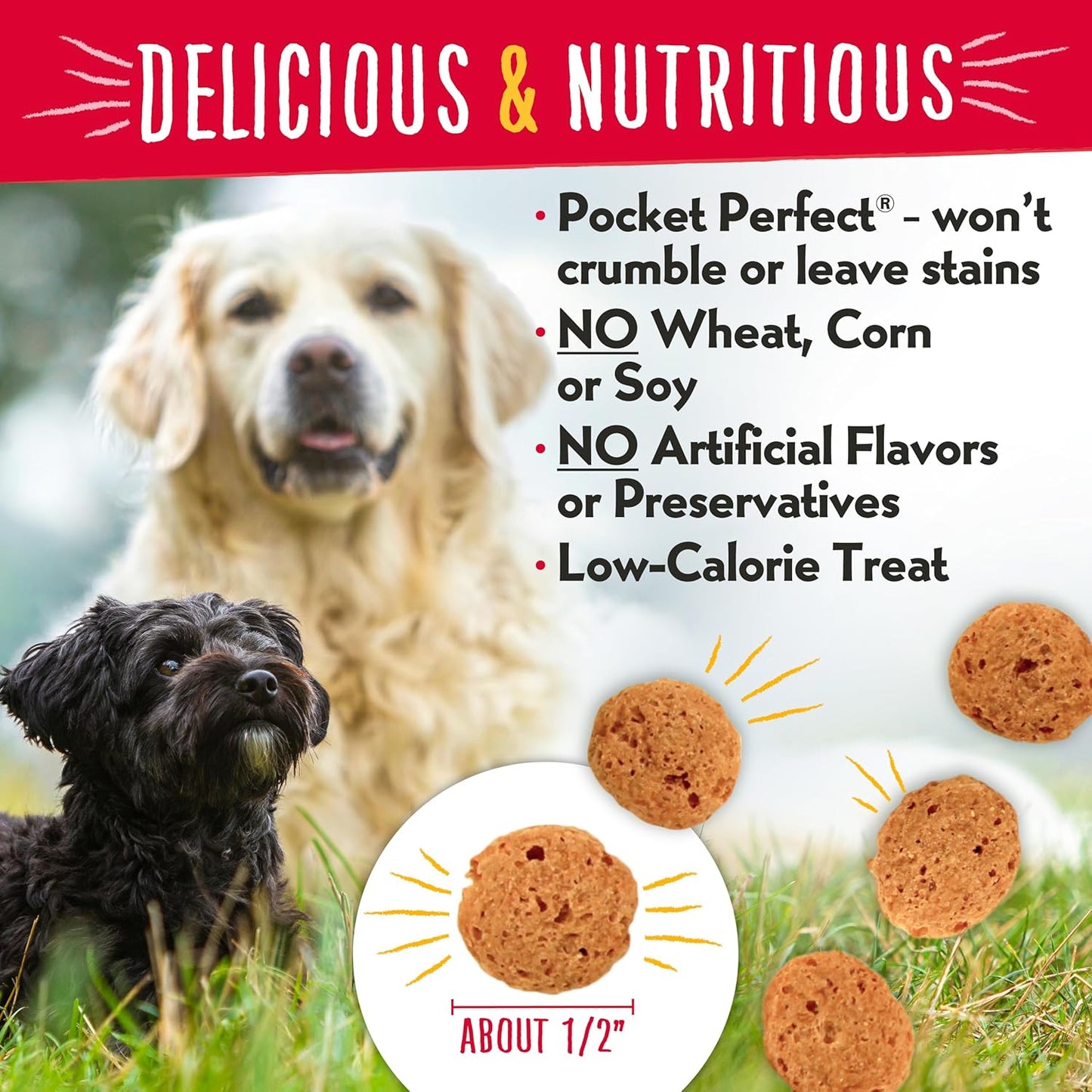 Charlee Bear Crunch Grain Free Dog Treats, Bacon and Blueberry, 8 Ounce Resealable Bag, Low Calorie Training Treats for Dogs, Limited Ingredient, Healthy, Crunchy Dog Snacks, Made in USA