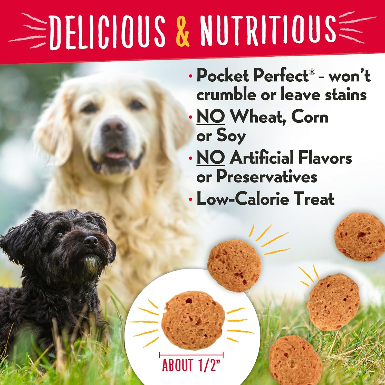 Charlee Bear Crunch Grain Free Dog Treats, Bacon and Blueberry, 8 Ounce Resealable Bag, Low Calorie Training Treats for Dogs, Limited Ingredient, Healthy, Crunchy Dog Snacks, Made in USA