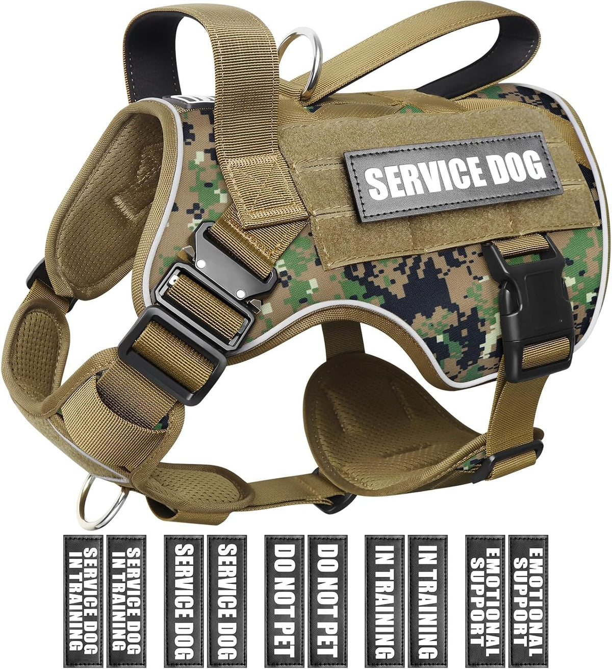 2X Metal Buckle Service Working MOLLE Dog Vest with 10 Pet Patches