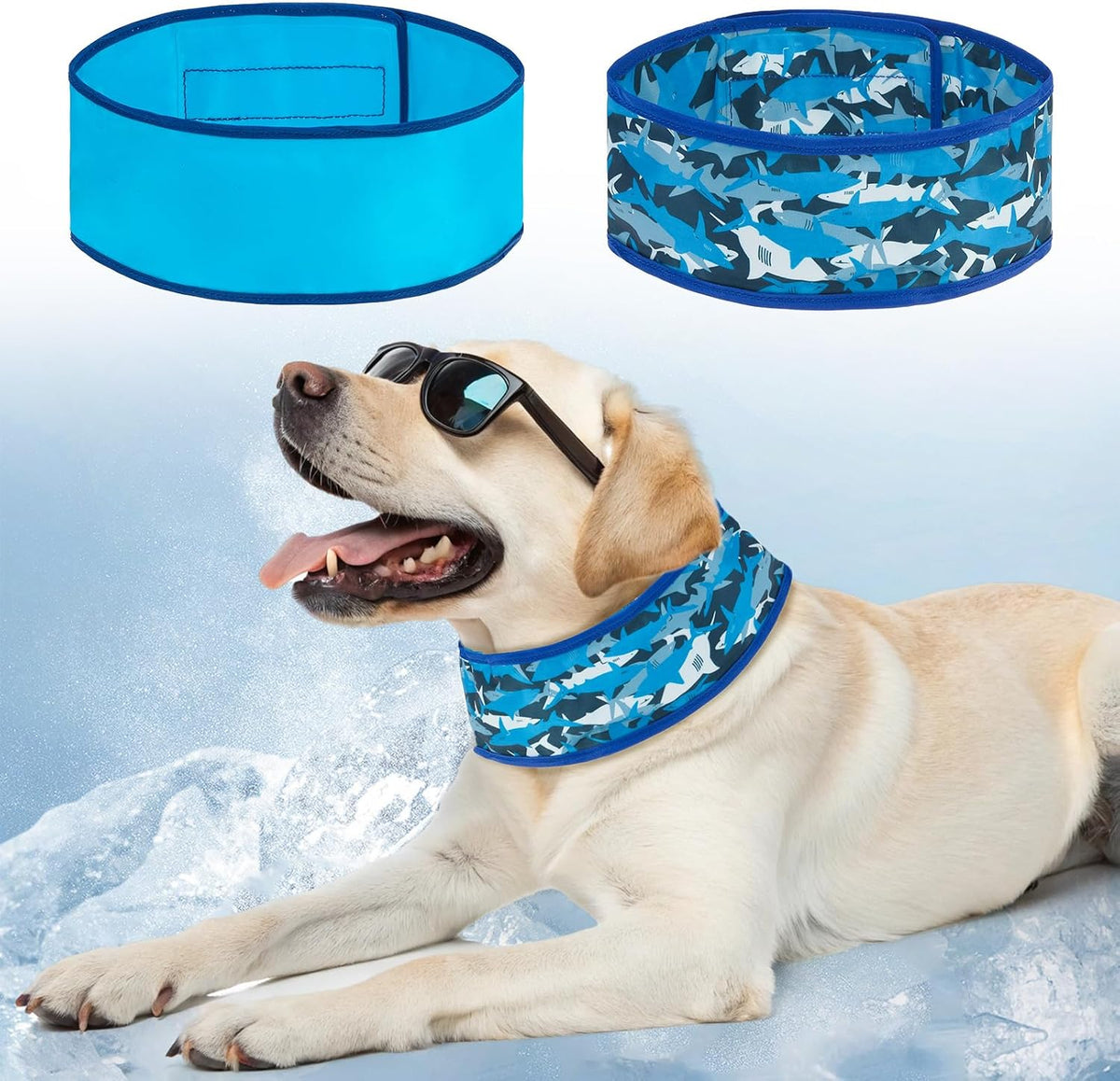 Dog Cooling Bandana, 2-Pack Instant Chill Ice Neck Cooler Wrap for Outdoor Summer, Adjustable Reusable Pet Scarf Lasts 2 Hours, Heat Relief Prevent Sunstroke for Medium Large Dogs 20"-26"