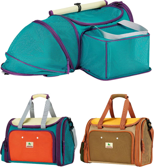 Sides-Expandable Pet Carrier 14.96X9.84X10.24 Inches,Washable Cat Carrier Privacy Protection for Home Outdoor Travel, Soft-Sided Carrier with Locking Safety Zippers and Anti-Scratch Mesh