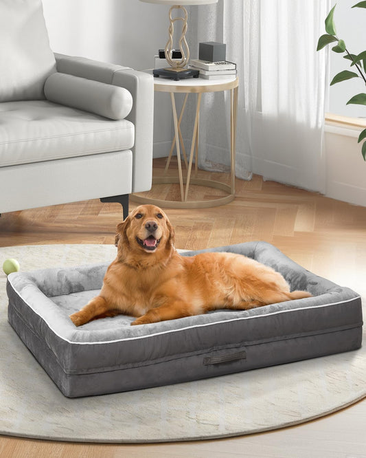 Upvilla Orthopedic Dog Bed XL, Four-Sided Dog Sofa, Washable Cover, Gray