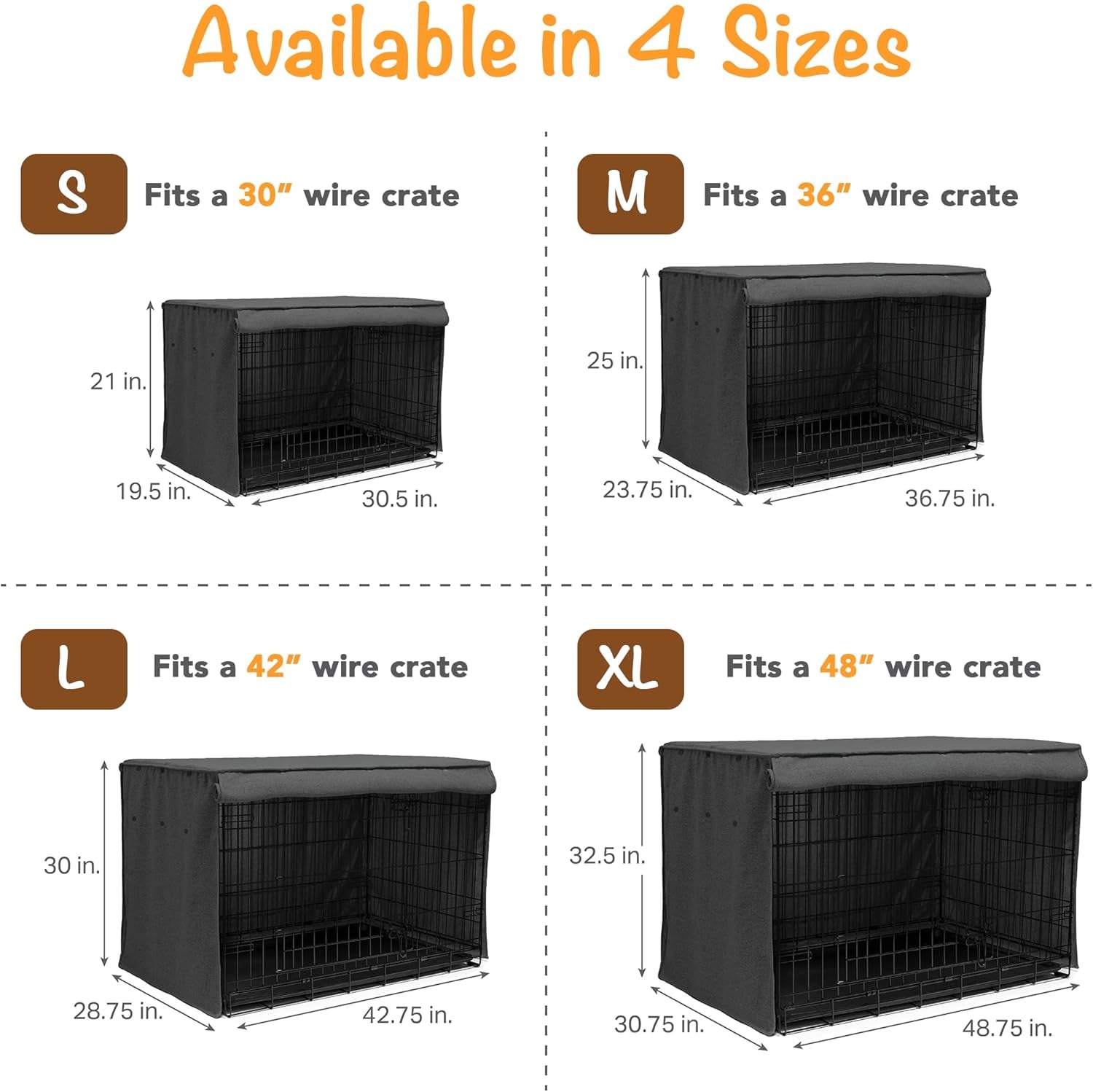 Friends Forever Metal Dog Crate Cover 48 Inch W/Light Blocking Protective Curtain, Dog Cage Cover W/Roller Shades, Machine Washable, Trucker Black
