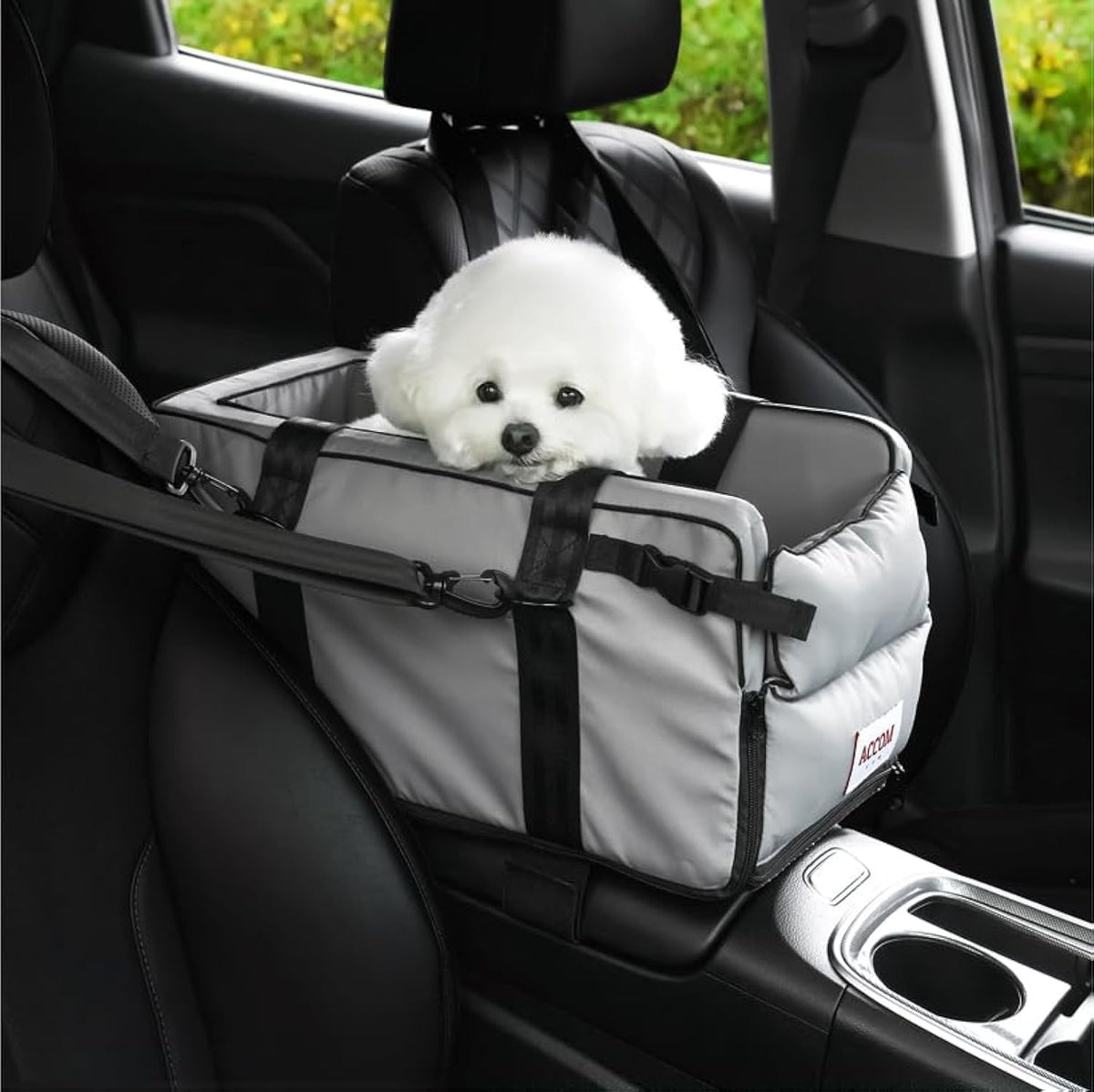 Center Console Car Seat for Small Dogs and Cats up to 11 Lbs - Armrest Pet Booster, Waterproof Bed for Car, Essential Travel Carrier