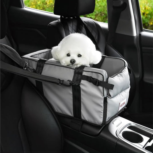Center Console Car Seat for Small Dogs and Cats up to 11 Lbs - Armrest Pet Booster, Waterproof Bed for Car, Essential Travel Carrier