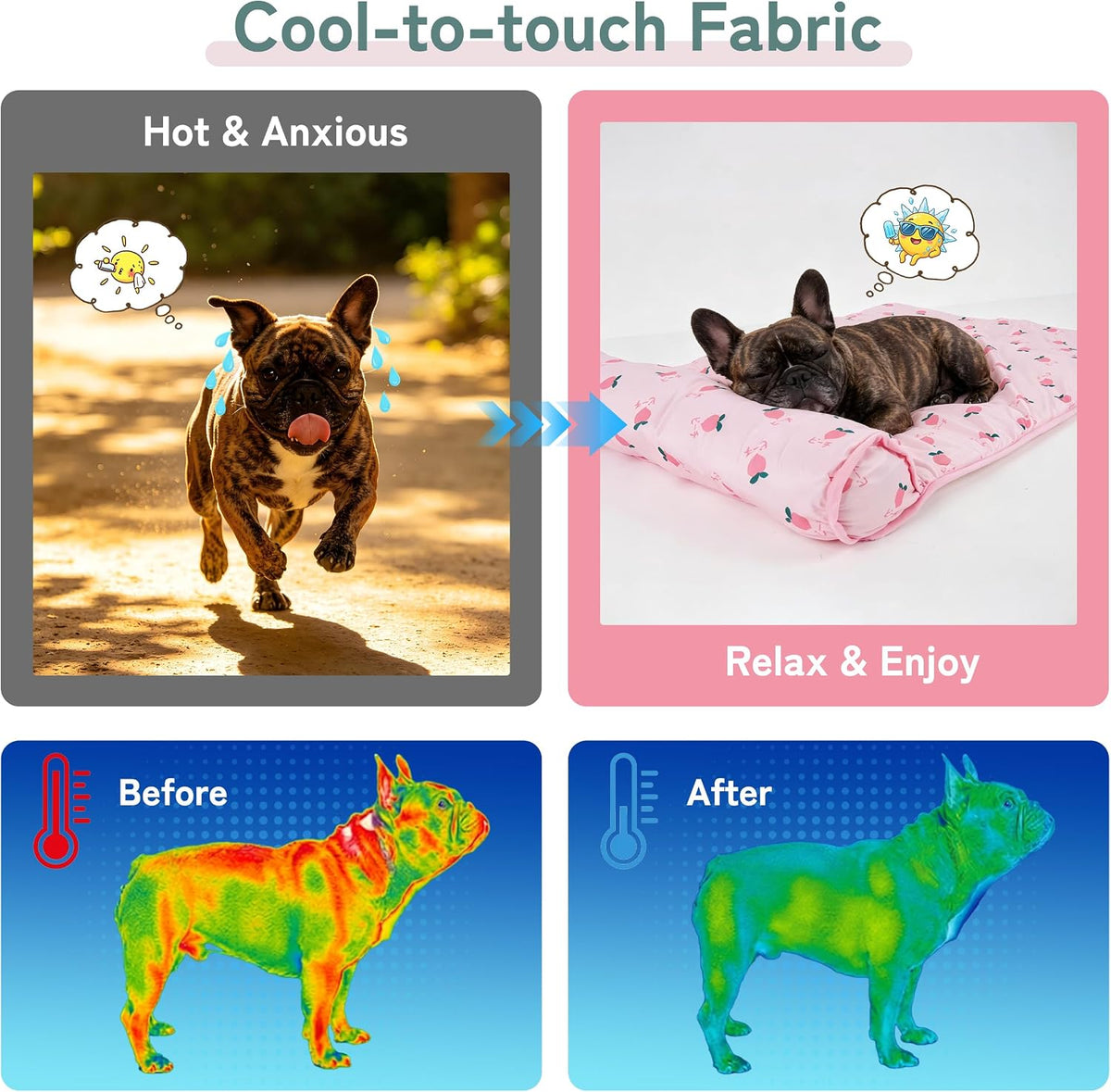 PUMYPOREITY Cooling Dog Bed, Pet Cooling Mat with Pillow, Ice Silk Cooling Dog Blanket, Self Cooling Pad for Cat,Dog, Washable Summer Pet Mat for Kennel, Crates, Sofa, Floor, Pink, L