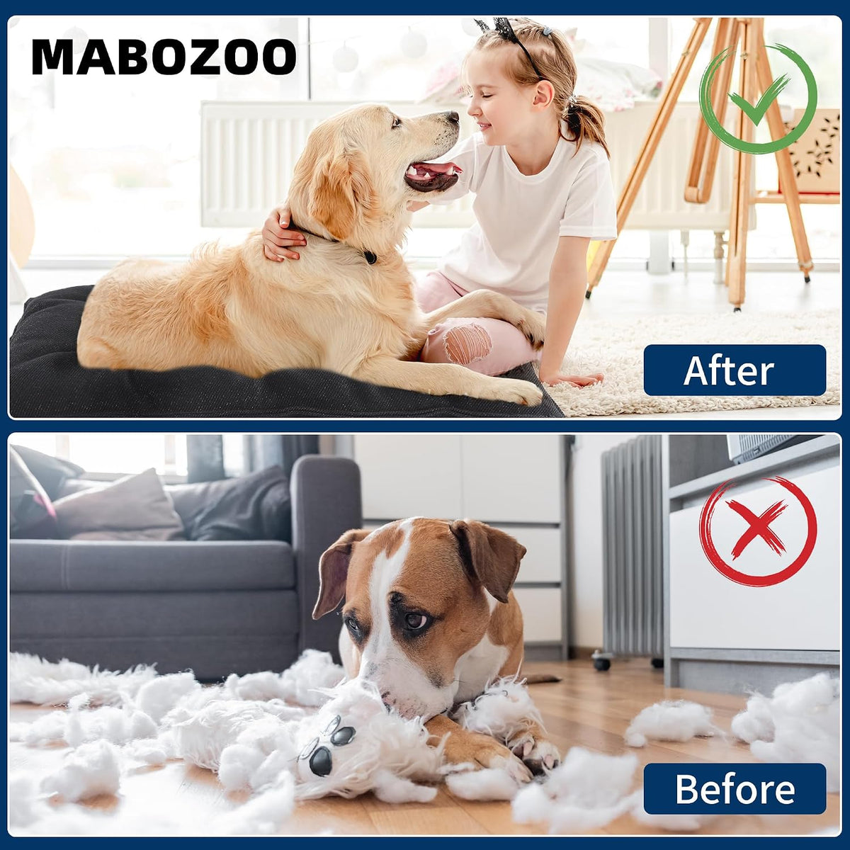 MABOZOO Chew Proof Indestructible Dog Beds for Aggressive Chewers,Durable Dog Crate Pad,Washable Tough Pet Mats for Kennel,Black,Small 17X23 In