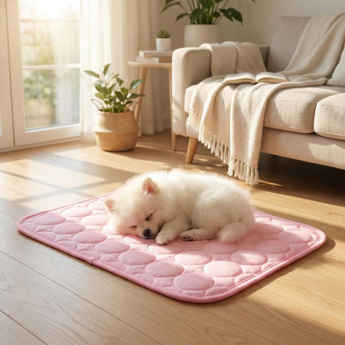 Small Dog Cooling Mat Ice Silk 16X12In Pet Summer Pad for Cats Pink