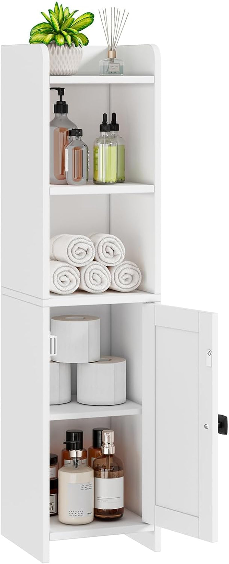 Lomojo Small Bathroom Storage Cabinet Corner, 7.87"Dx7.87"W X31.5"H (White)