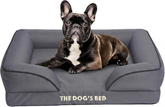 The Dog’S Bed Supportive Egg Crate Foam Dog Bed for Medium Dogs, Grey Oxford - Washable Bolster Dog Bed with Removable Waterproof Liner, Non Slip Base, Calming Surface – Certipur-Certified Foam