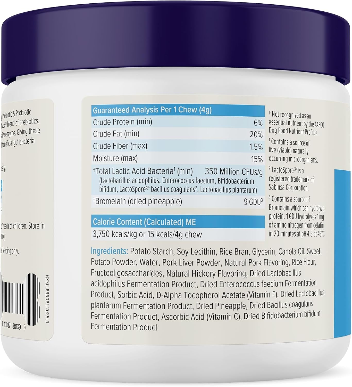 Vetnique Glandex Dog Probiotic Chews, Daily Probiotics for Dogs 5 Strains, Prebiotics & Digestive Enzymes for Gut & Immune Health, Vet Formulated for Occasional Diarrhea (60Ct Chews, Probiotic Chews)