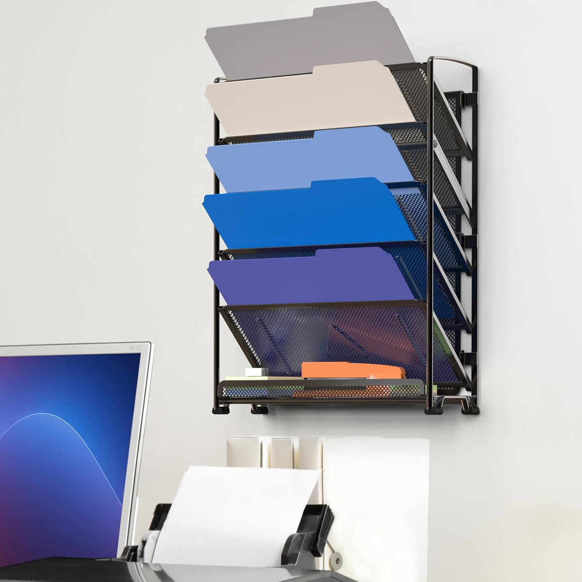 Simple Houseware 6-Tier Wall Mount Document Letter Tray Organizer, Black
