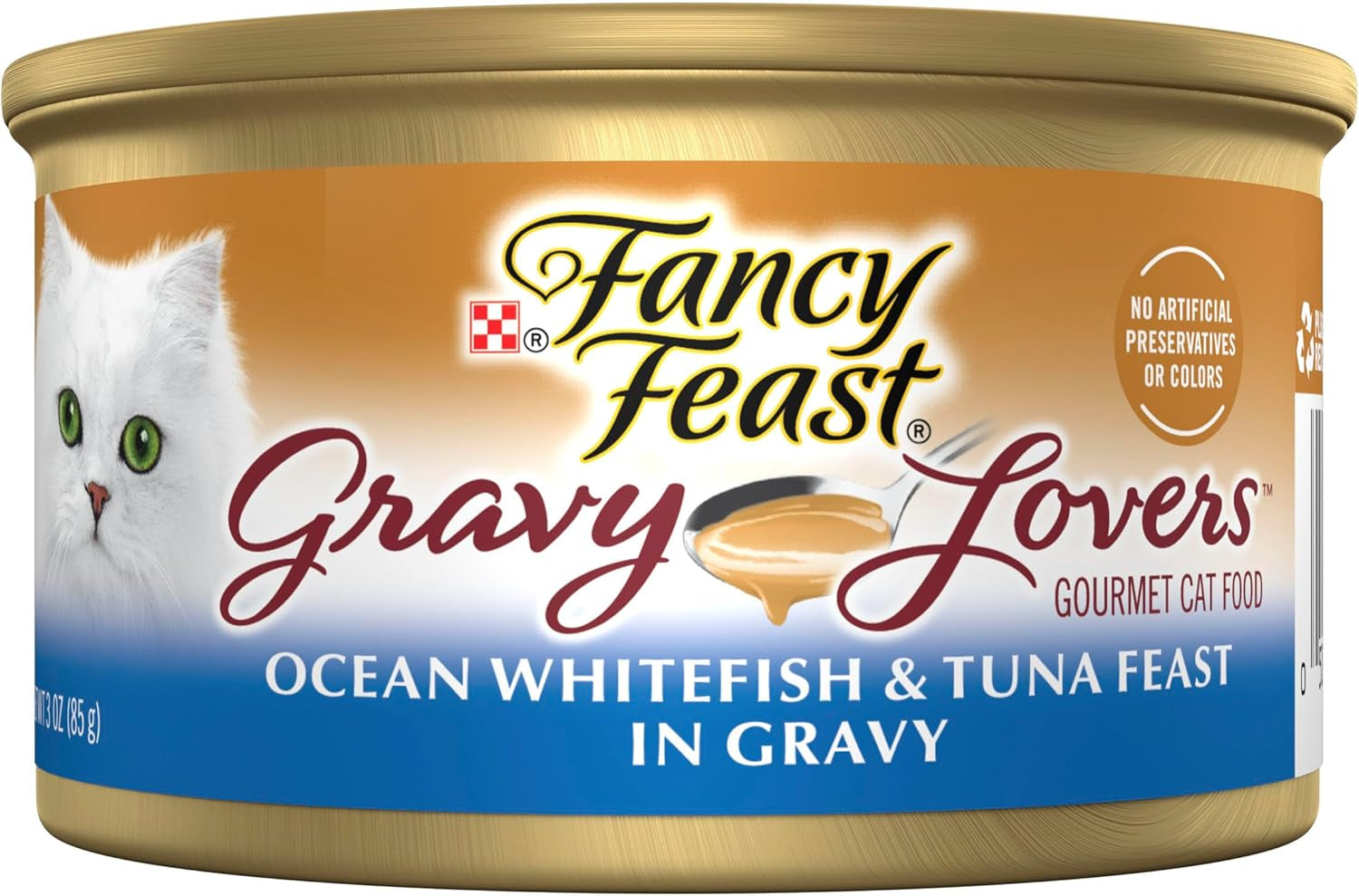 Purina Fancy Feast Gravy Lovers Ocean Whitefish and Tuna Feast Grilled Gourmet Cat Food in Wet Cat Food Gravy - (Pack of 24) 3 Oz. Cans