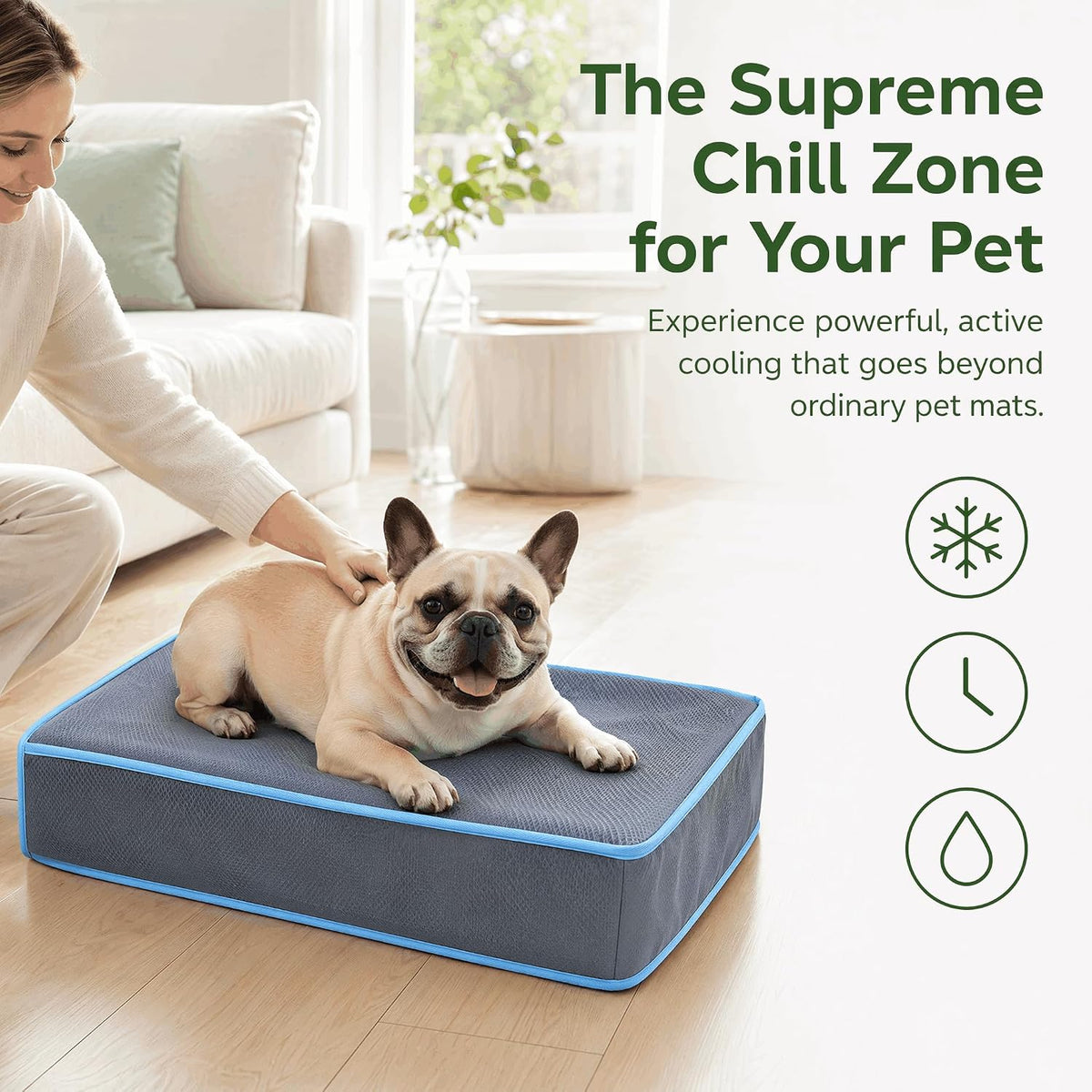 Ice Pack Dog Cooling Mat 51.5X38X14Cm, Small Medium Dogs, Grey