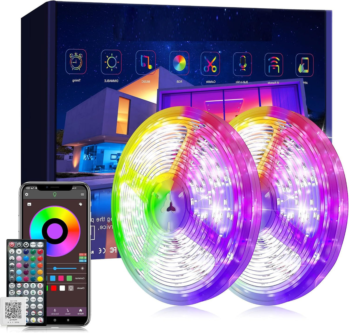 Ledagic Led Lights 200 Ft (2 Rolls of 100 Ft), RGB Led Lights for Bedroom