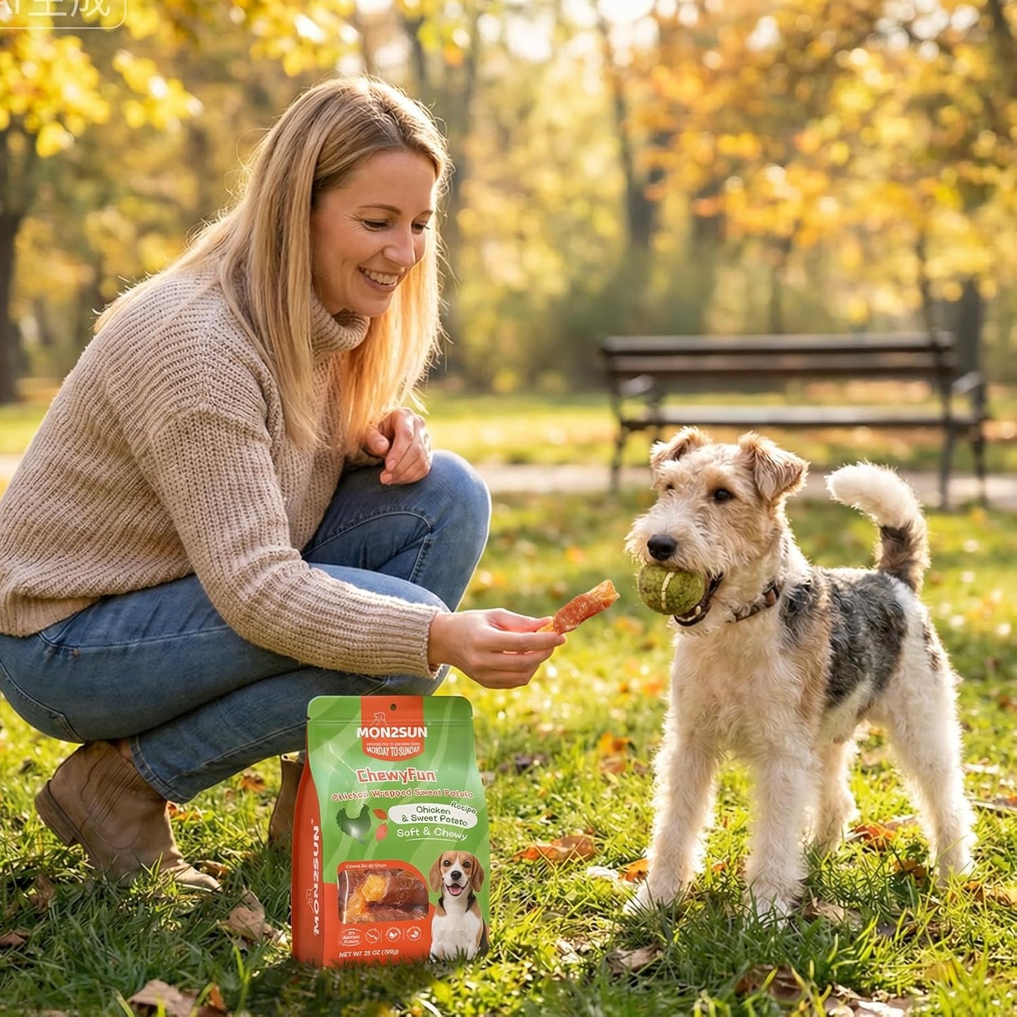 MON2SUN Chicken Wrapped Sweet Potato Dog Treats for All Breeds, Rawhide-Free Soft Chews for Training, No Artificial Colors, 25 Oz