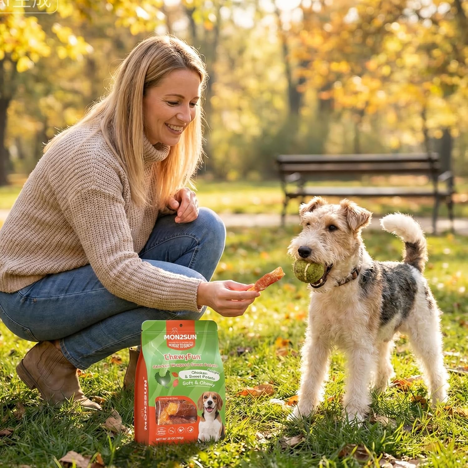 MON2SUN Chicken Wrapped Sweet Potato Dog Treats for All Breeds, Rawhide-Free Soft Chews for Training, No Artificial Colors, 25 Oz
