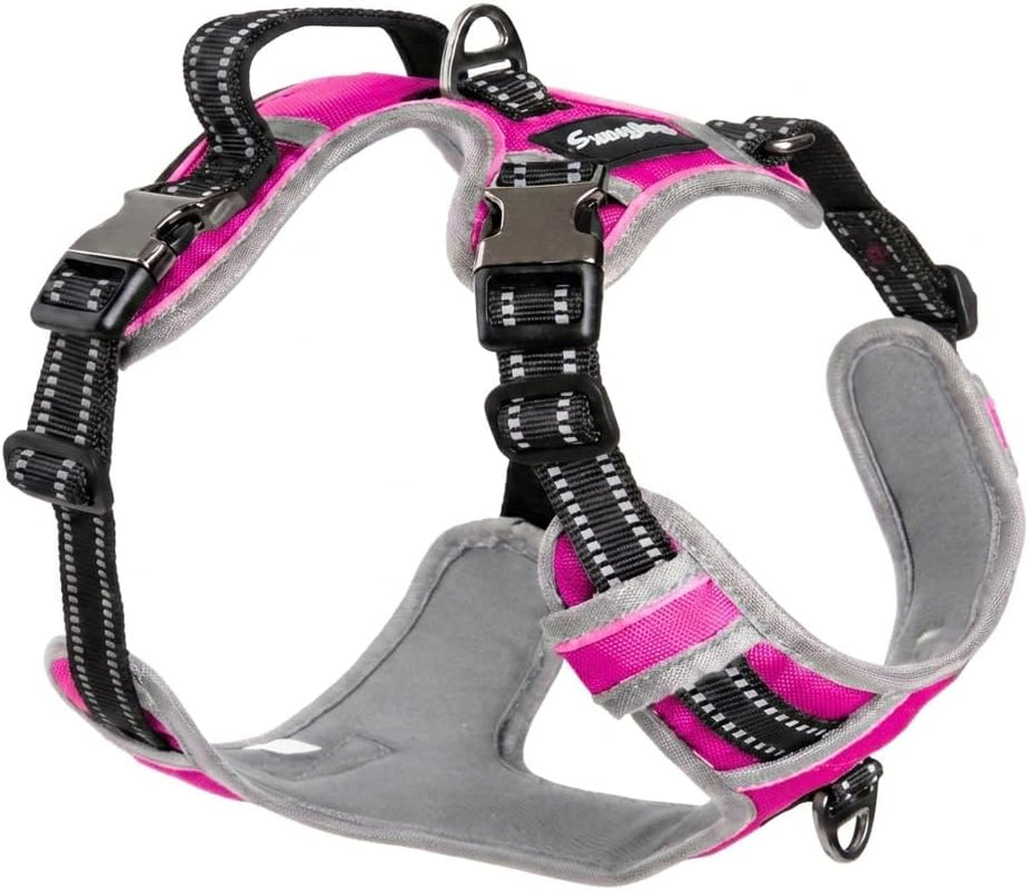 Dogtraxs No Pull Dog Harness Extra Large, Easy on off 3 Buckle Design, Pink