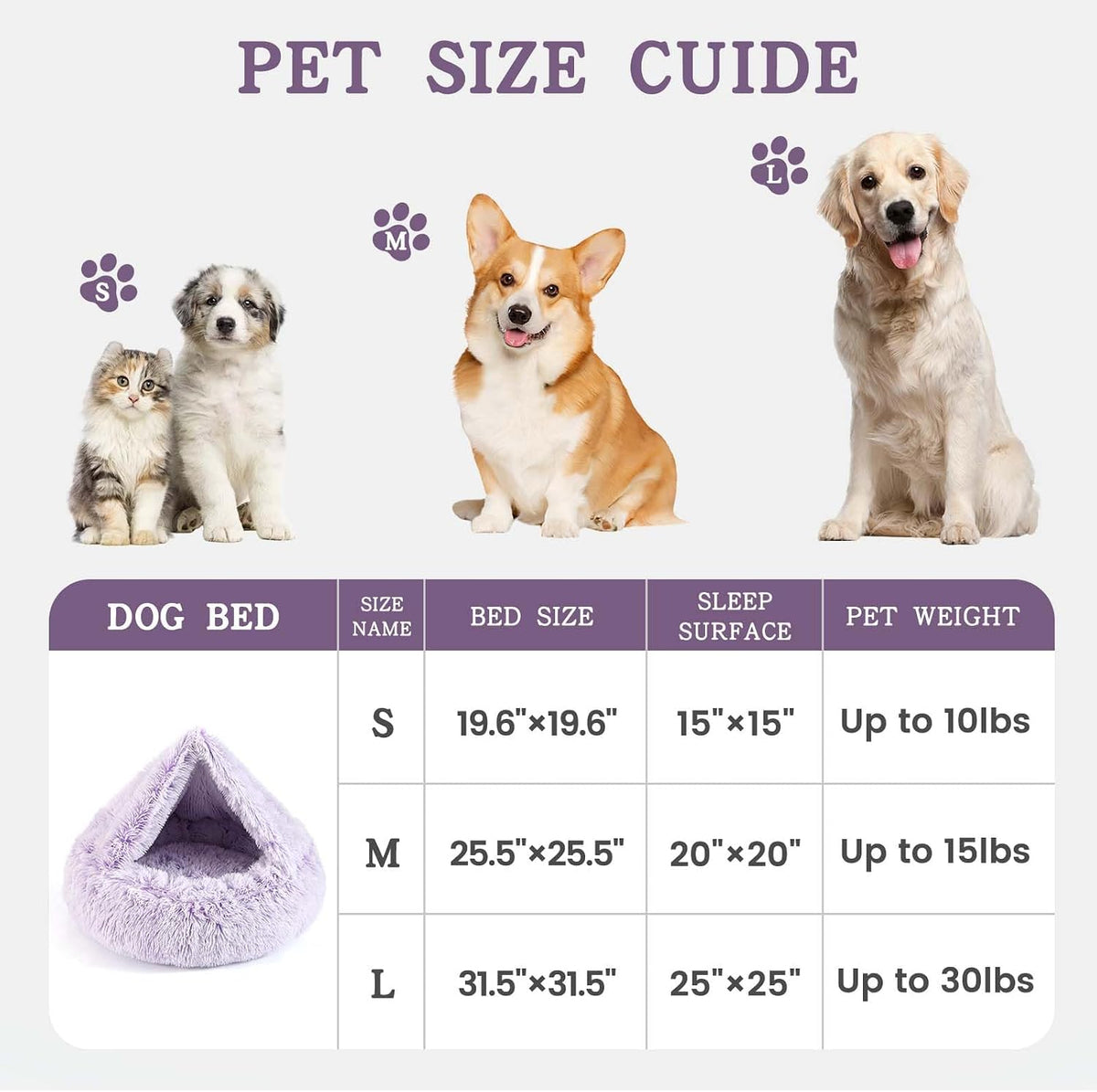 NOYAL Calming Donut Dog Bed, Hooded Cave with Blanket