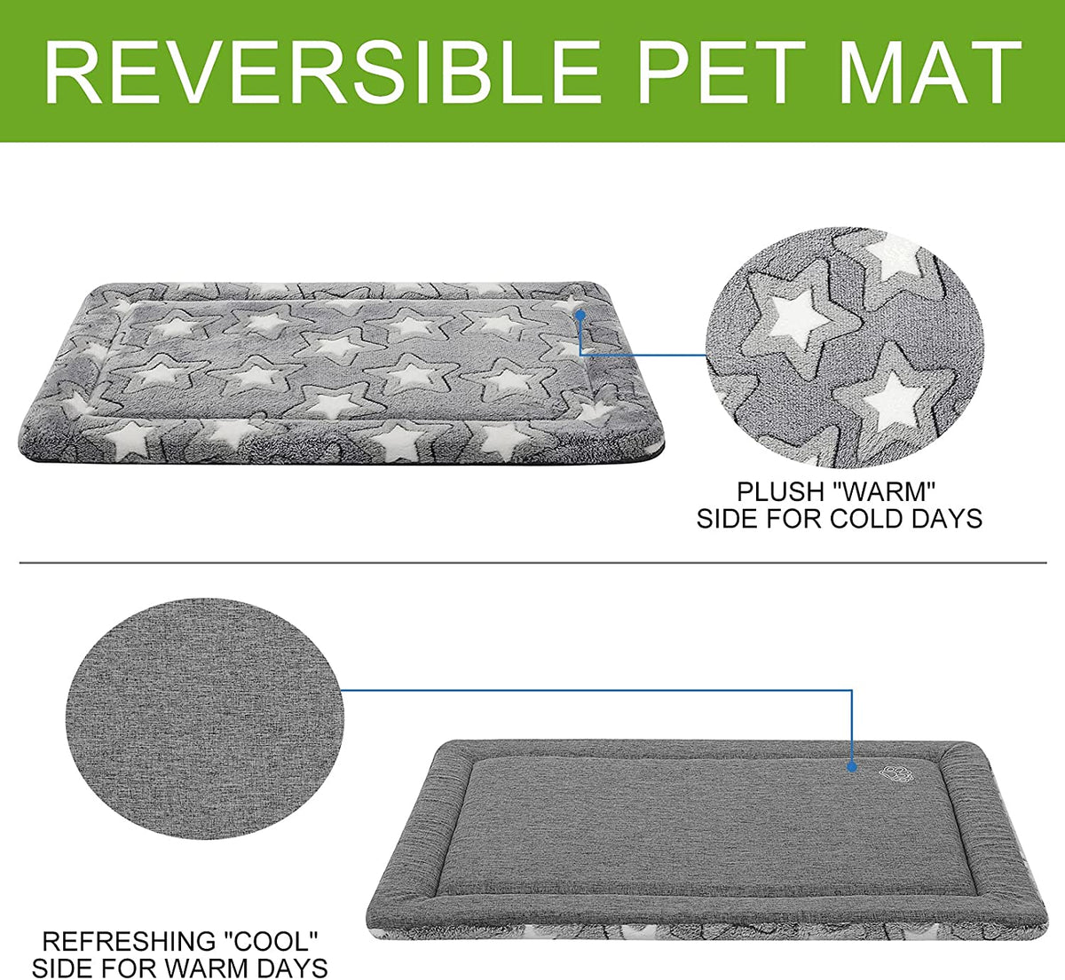 EMPSIGN Dog Crate Pad for 42"X28" Dog Crate, Star Pattern/Grey