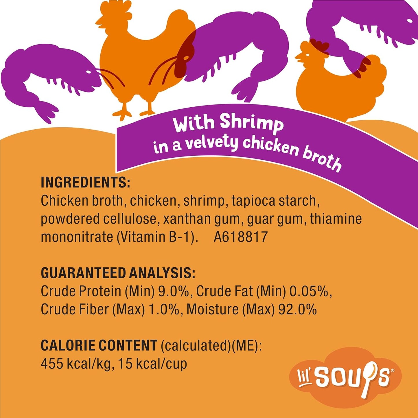 Purina Friskies Grain Free Lickable Cat Food Toppers Lil’ Soups with Shrimp in a Velvety Chicken Broth - (Pack of 8) 1.2 Oz. Cups