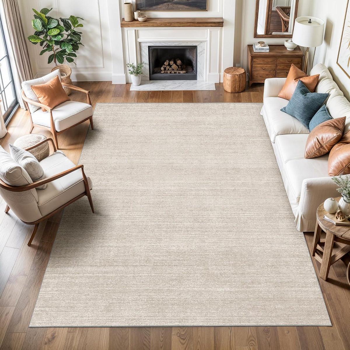 Valenrug Washable Area Rug 3X5, Non Slip Entryway Rug for Bedroom, Beige