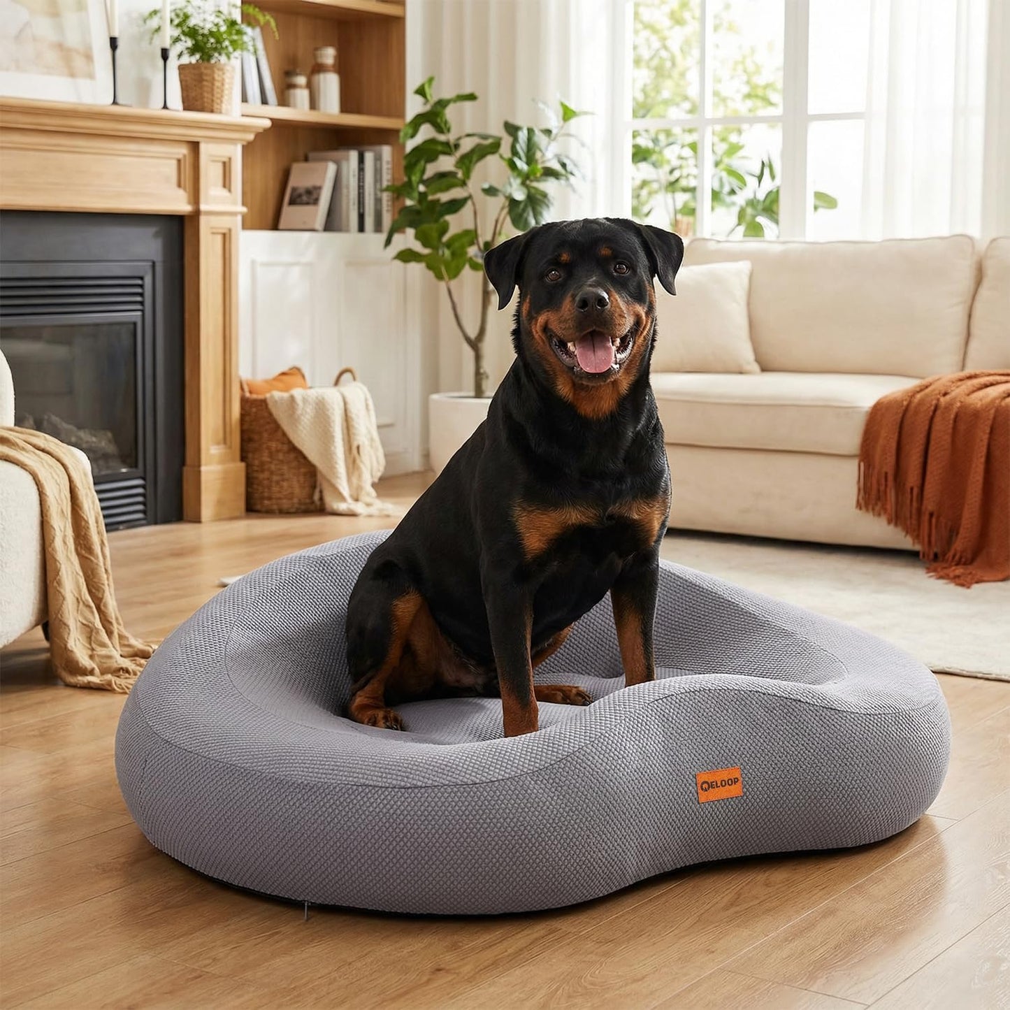 Orthopedic Memory Foam Dog Bed, Large Waterproof Pet Sofa with Sides & Removable Washable Cover, Non-Slip Bottom Supportive Couch for Large Dogs, Gray