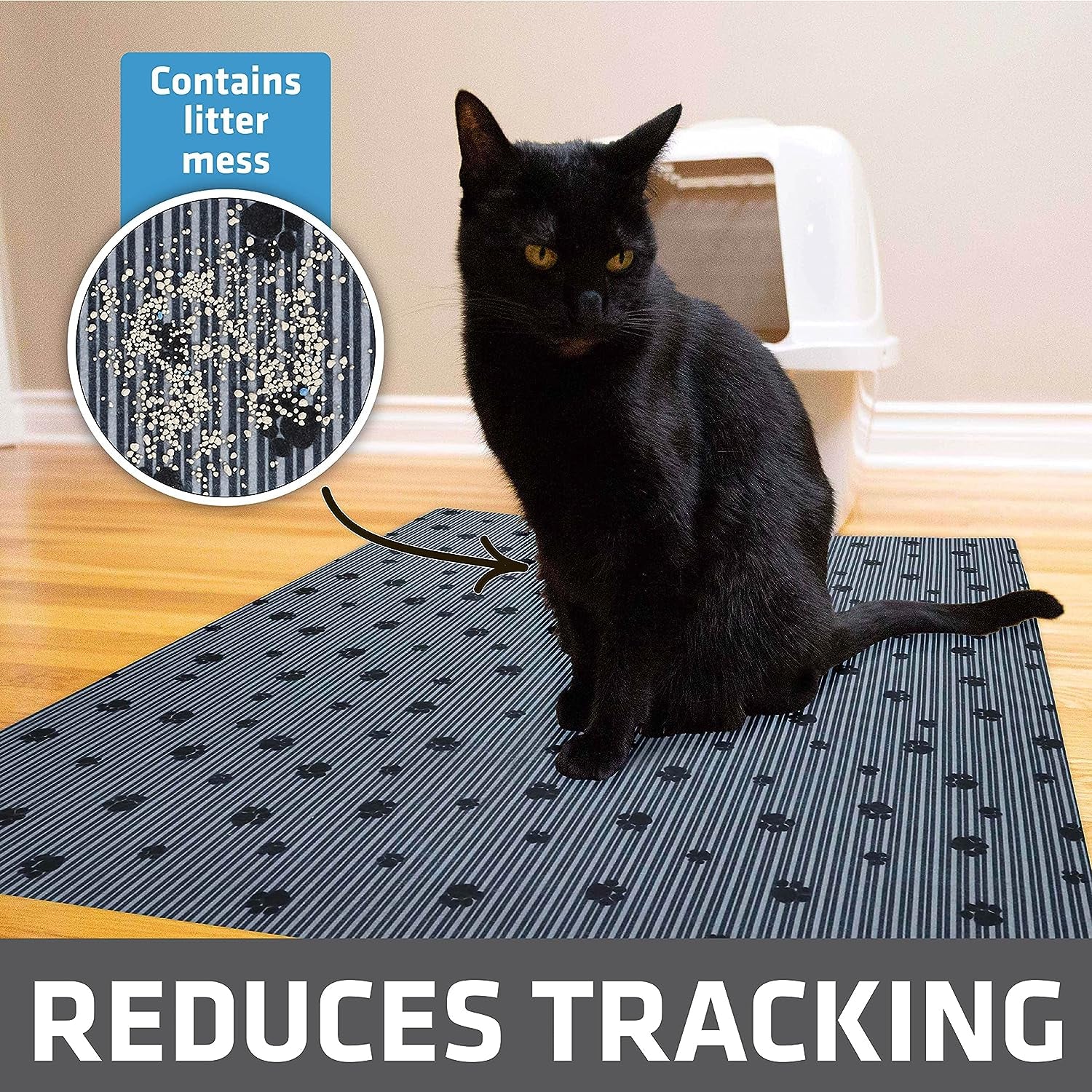 Drymate Cat Litter Box Mat, Litter Trapping Mat, Waterproof, Urine-Proof, Absorbent, Machine Washable, Soft on Paws, Contains Mess, Protects Floors, Kitten Supplies, Dark Grey, 28X36 XL