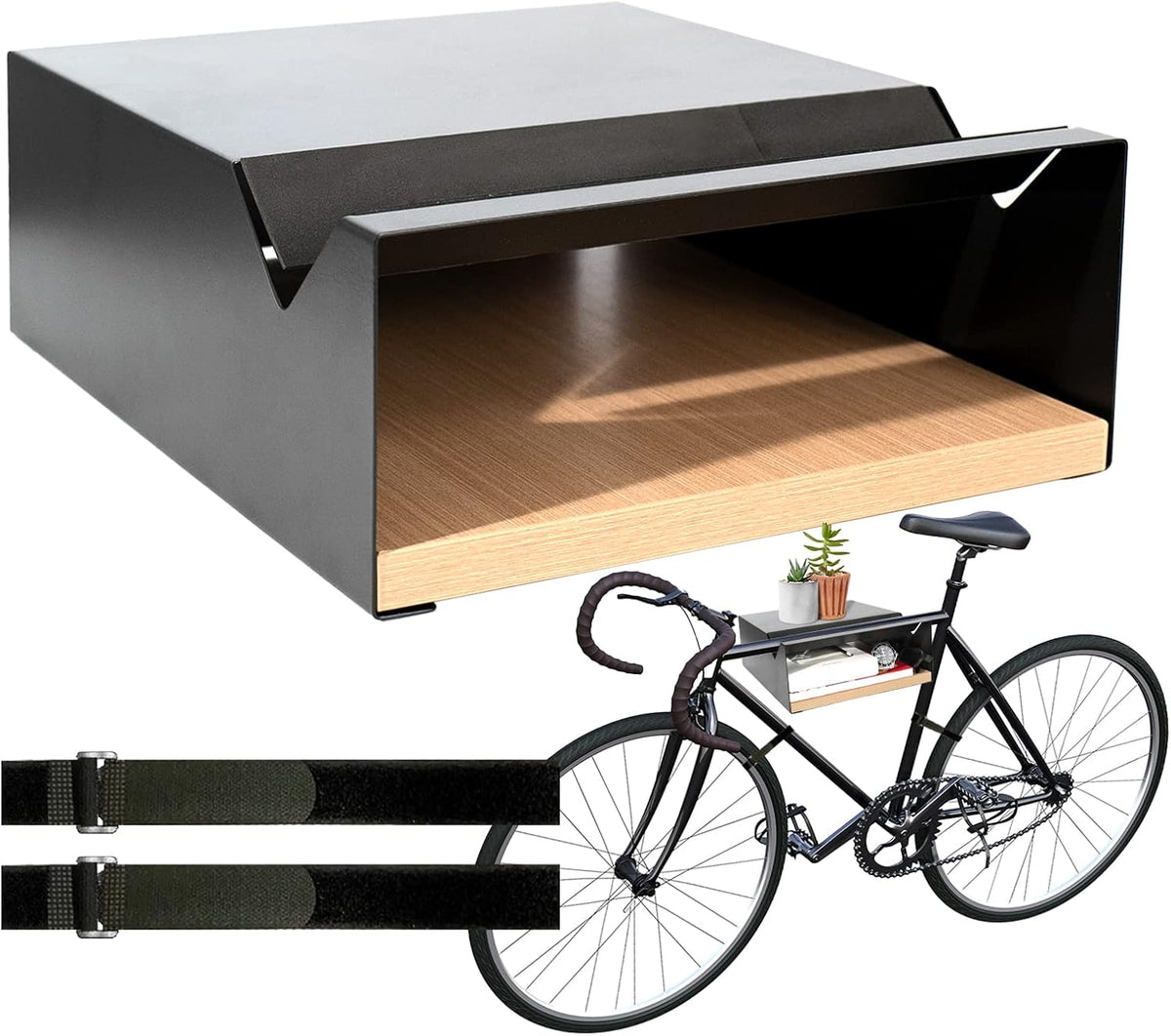 MOSHAY Bicycle Wall Mount S-Rack - Aluminium Wood Bicycle Holder for Road, Gravel & Touring Bikes - Indoor Storage for Garage & Living Room