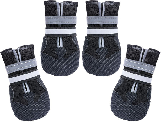 Dimicoo Breathable Dog Boots for Medium Large Dogs,Non-Slip Dog Shoes for All Weather and Hot Pavement,Soft Paw Protector Dog Booties for Outdoor Walking and Indoor Hardwood Floors