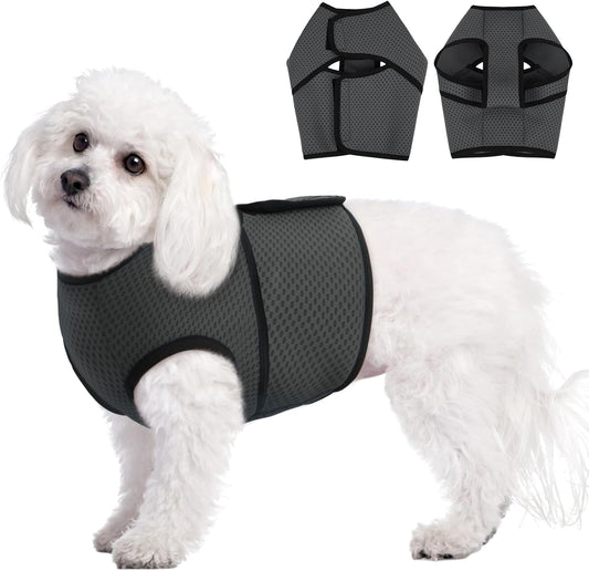 BRKURLEG Dog Anxiety Shirt, Adjustable Calming Vest Jacket for Small Medium Large Dogs,Dog Anti-Anxiety Coat for Thunderstorms, Fireworks, Training & Separation Relief, Darkgrey, S