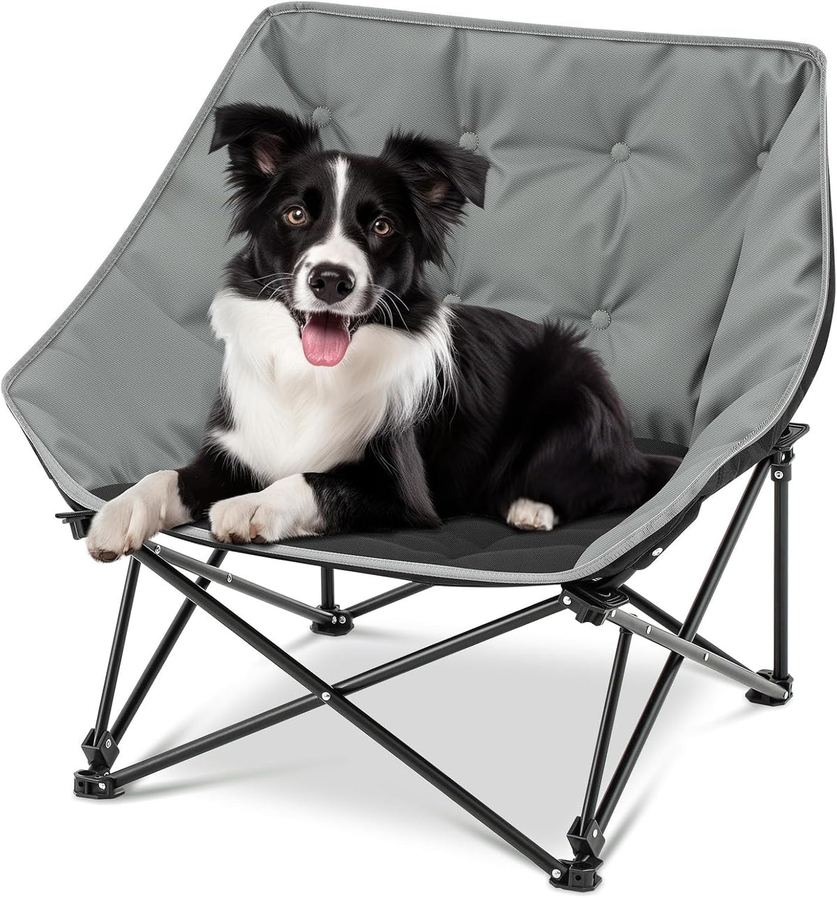 Elevated Dog Bed Portable Camping Chair, 28X 24 X 22 Inches, Gray