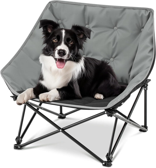 Elevated Dog Bed Portable Camping Chair, 28X 24 X 22 Inches, Gray