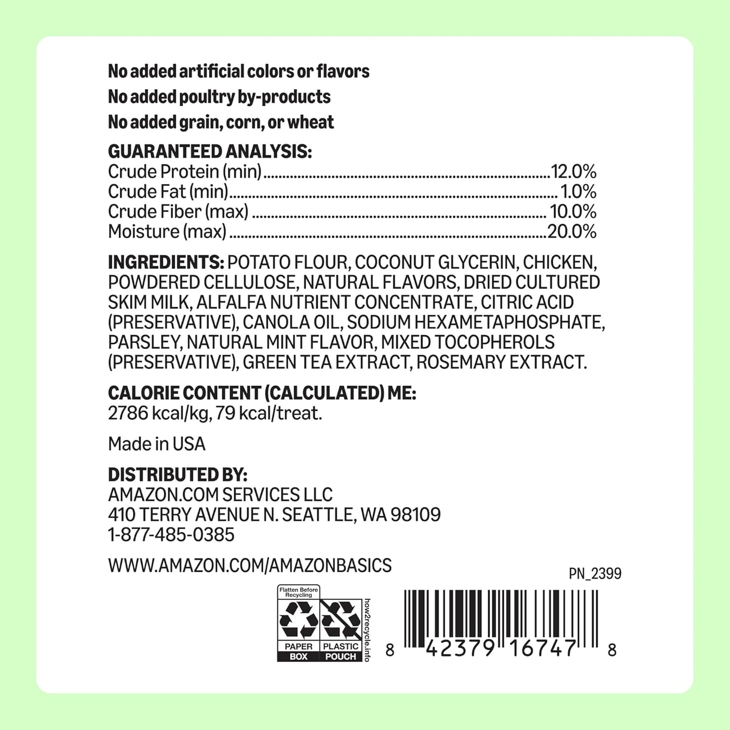 Amazon Basics Dental Dog Treats to Help Clean Teeth & Freshen Breath for Medium Dogs, Unflavored, per Pack: 36 Count, 2.25 Pounds (Previously Wag)