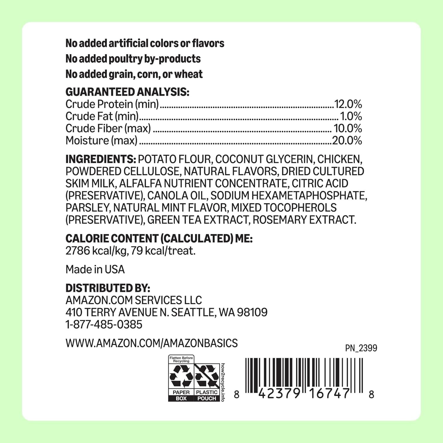 Amazon Basics Dental Dog Treats to Help Clean Teeth & Freshen Breath for Medium Dogs, Unflavored, per Pack: 36 Count, 2.25 Pounds (Previously Wag)