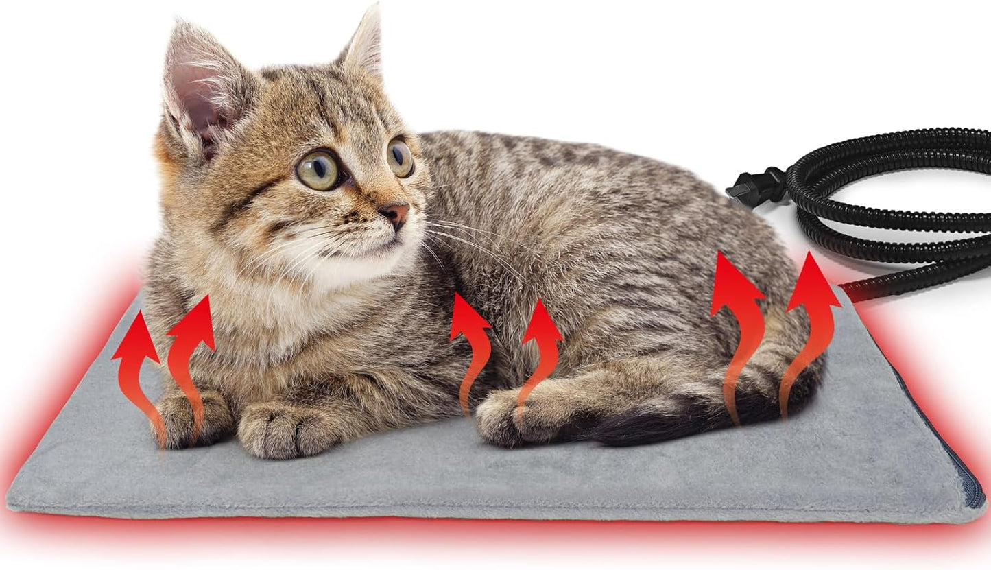 Pet Heating Pad for Cats and Small Dogs,Heated Cat Bed,Auto Temperature Control Waterproof Indoor Electric Pet Heating Pads for Cats with Chew Resistant Cord,16 * 12Inch