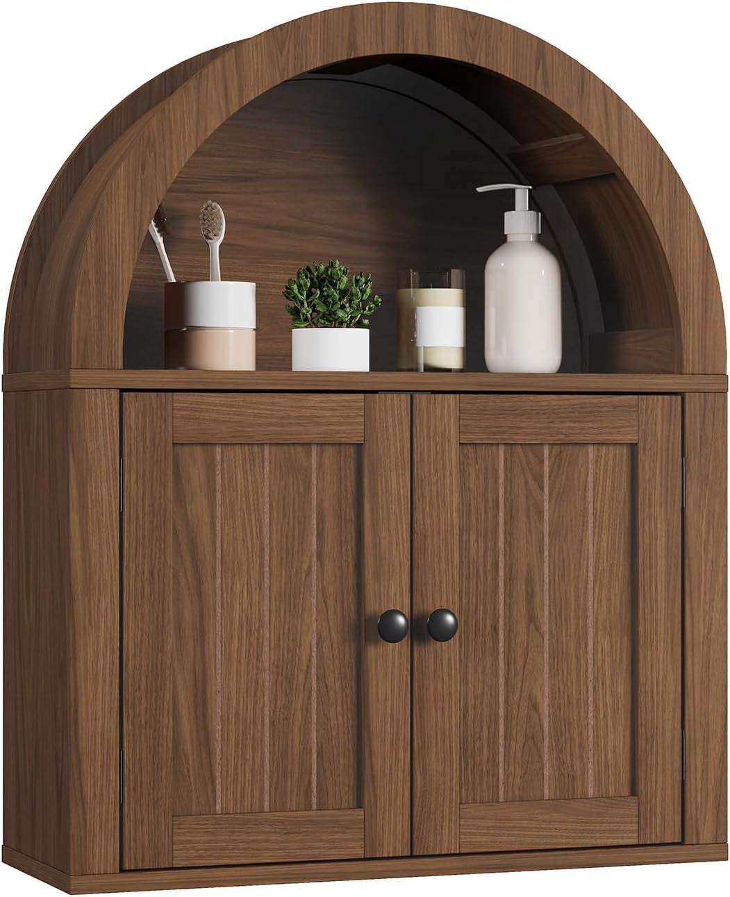 Choochoo Arched Wall Cabinet, Double Door Medicine Cabinet with Shelf